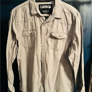 Carbon Men's Casual Light Gray Button Down Shirt